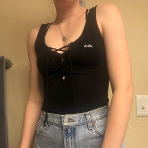 LA hearts BABE lace up bodysuit